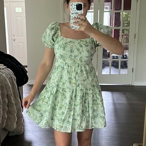 Green Ruffled Tiered Mini Sundress